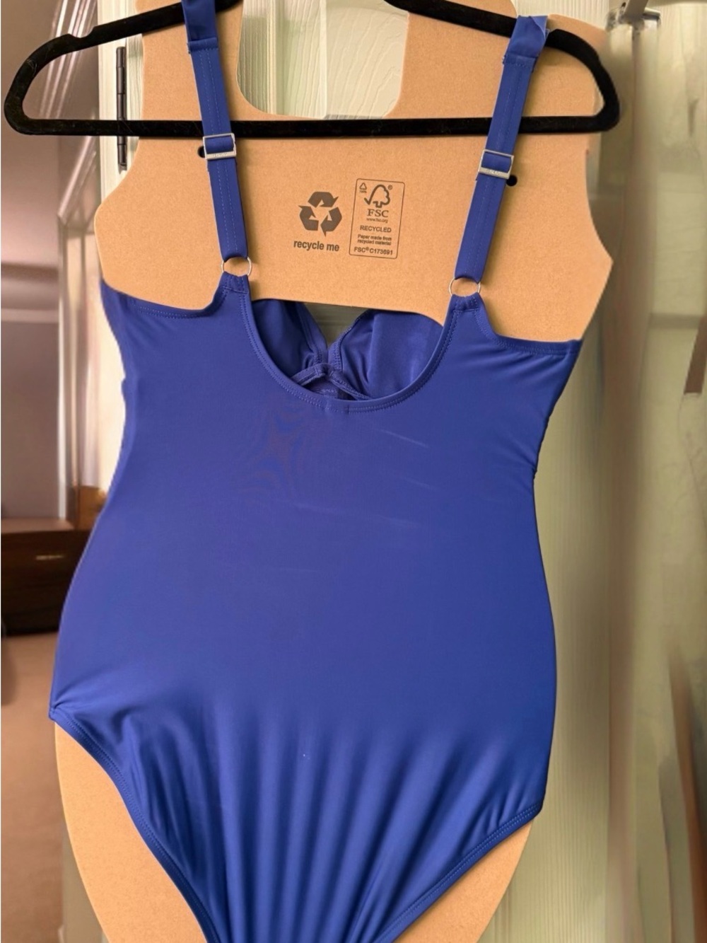 Dkny Royal Blue Ruffle V-Neck One-Piece Swimsuit - Picture 2 of 6